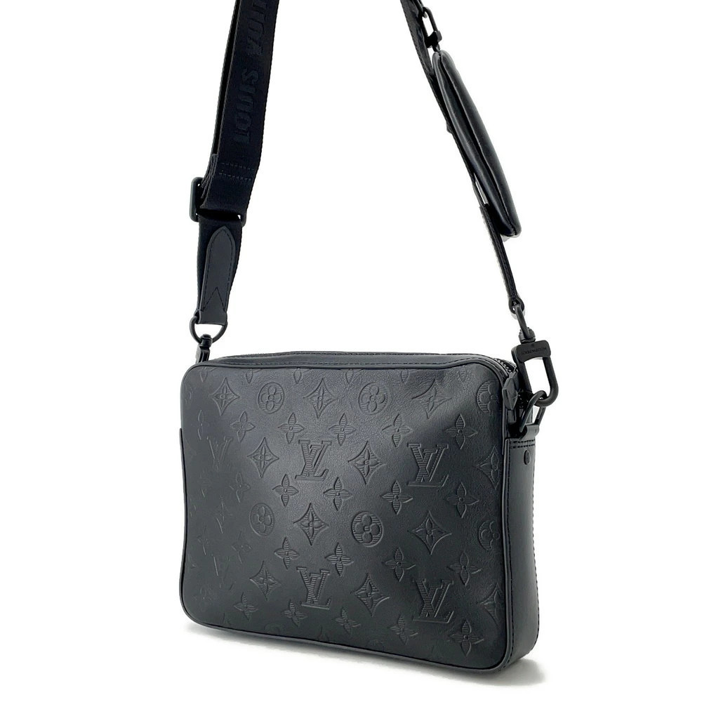 Louis Vuitton Black Duo Bag Shadow Monogram Black Messenger Shoulder